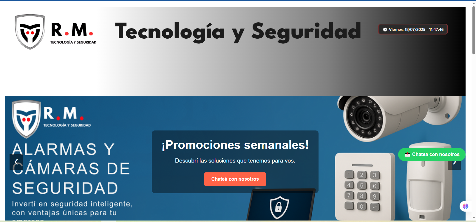 captura de una página web desarrollada por mí(empresa de seguridad)
